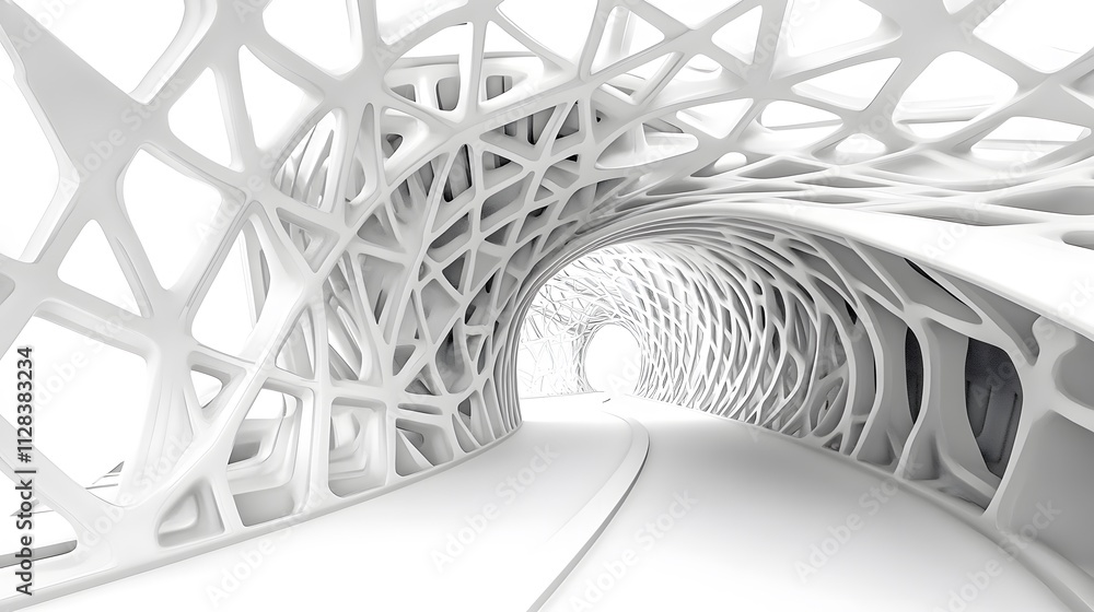 Poster abstract white architectural structure tunnel design