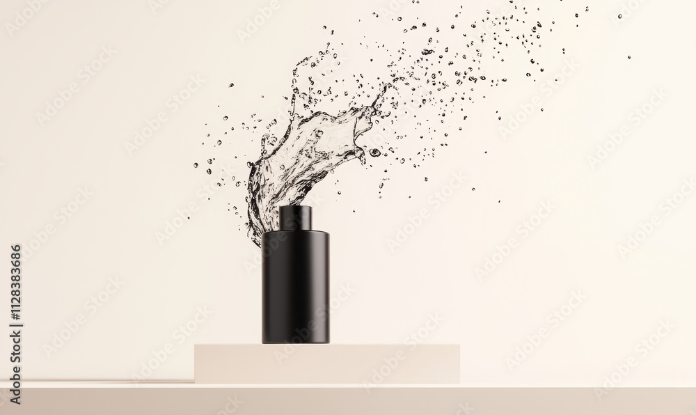 Poster dynamic splash artistry: exploring the elegance of motion and form in monochrome liquid design
