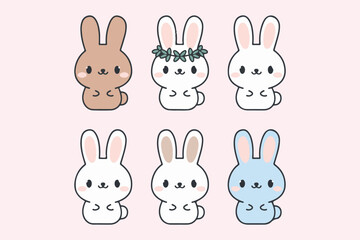 Obraz premium Bunny Faces A Cuteness Collection vector