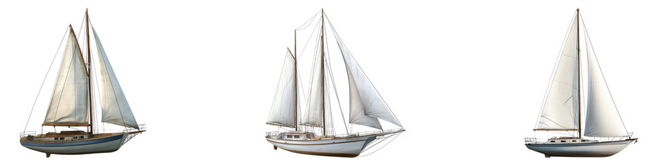 Obraz premium Sailboat isolated on transparent background, Set of
