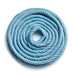 Coil of rope on white background, top view