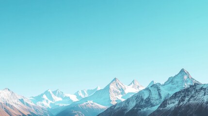Breathtaking panoramic banner mockup of picturesque mountain landscape capturing majestic peaks and clear blue sky ideal for stunning visual presentations and marketing materials