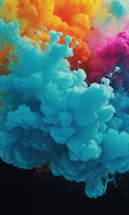 Colorful, Dynamic Cloud-like Formations Rising from Water Surfaces with Vivid and Ethereal Liquid Displays.