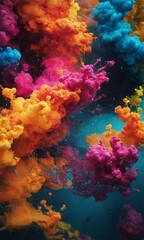 Colorful, Dynamic Cloud-like Formations Rising from Water Surfaces with Vivid and Ethereal Liquid Displays.