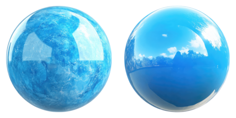 Sky blue sphere isolated on transparent background, Set of