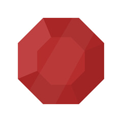 Ruby stone icon, isolated on white background. Red gemstone flat design.