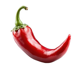 A fiery red chili pepper on transparent background, professional photography with studio shot