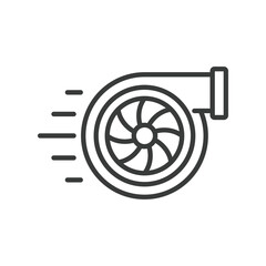 Turbo icon in line design. Turbo, speed, engine, boost, power, motion, rapid on white background vector. Turbo editable stroke icon