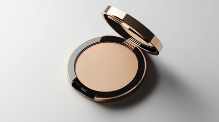 A 3D render of a compact body highlighter with luxurious golden hues