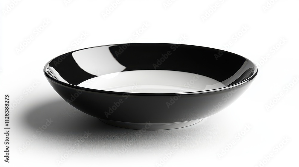 Aufkleber a round empty ceramic plate with a clipping path and shadow is isolated on white view from abov