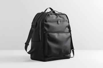 Naklejka premium Black school bag isolated on a white background. Back to school concept.