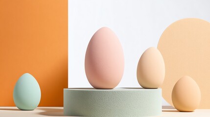 Fototapeta premium A body makeup sponge set in gradient colors, resting on a velvet platform