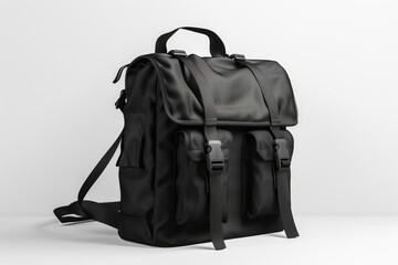 Naklejka premium Black school bag isolated on a white background. Back to school concept.