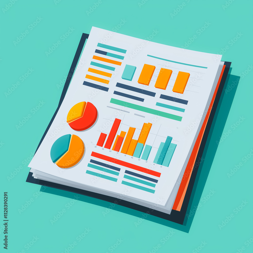Poster digital tablet displaying financial graphs and charts for business analysis