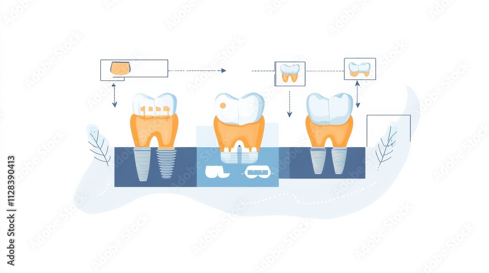 Poster three stages of the dental implant process are illustrated clearly, providing a visual guide with sp