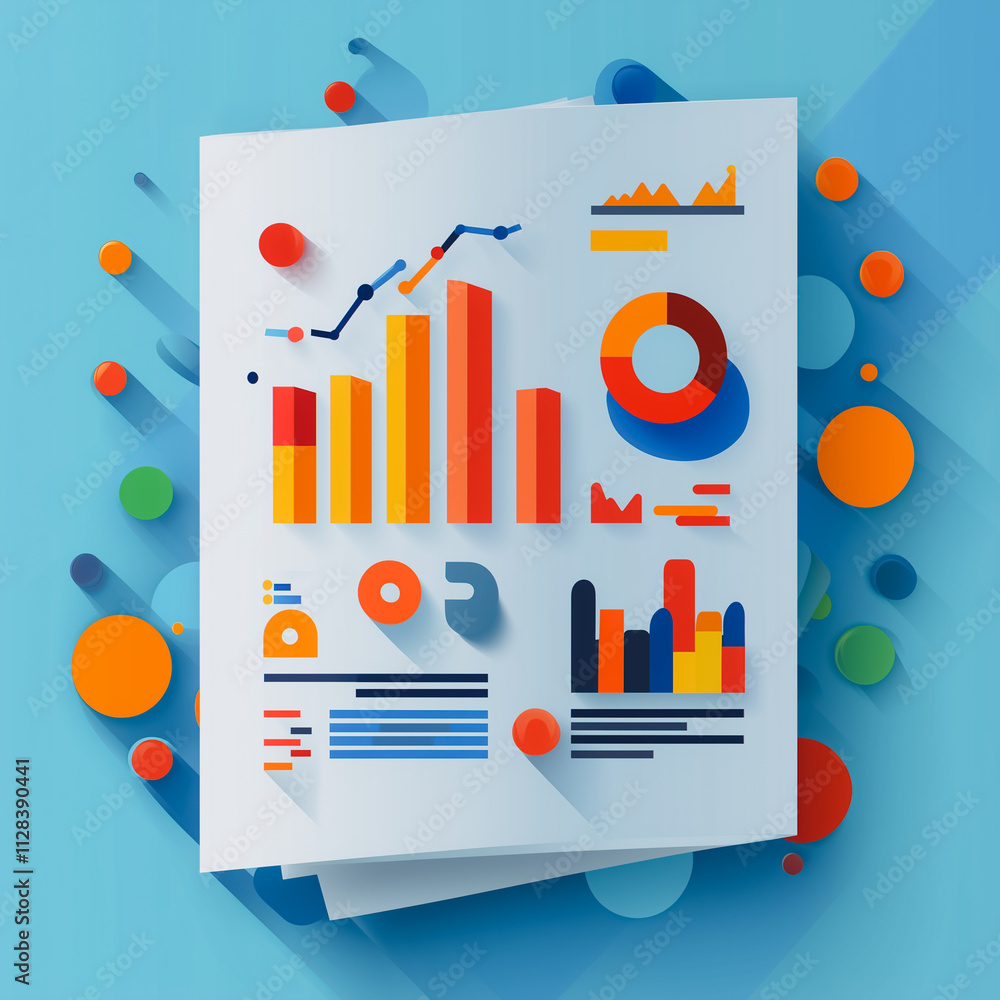 Poster Infographic design template with charts graphs and icons for business and data presentation