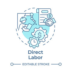 Direct labor light blue concept icon. Manufacturing costs. Human resources involved in production. Round shape line illustration. Abstract idea. Graphic design. Easy to use in article