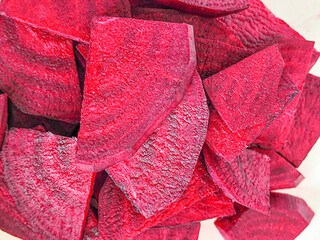 Beetroot slices top view isolated on white background