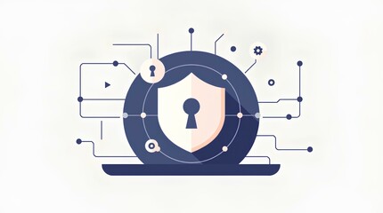 futuristic lock icon surrounded by network elements, demonstrating connected systems and cyber safety
