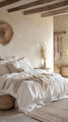 Neutral Bedroom with Linen Bedding and Natural Decor