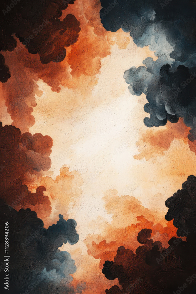 Poster vivid impressionist sky: captivating abstract clouds unveiling nature's dynamic tapestry with vibran
