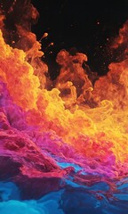 Colorful, Dynamic Cloud-like Formations Rising from Water Surfaces with Vivid and Ethereal Liquid Displays.