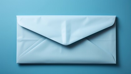 A blue envelope with a white lettering on it