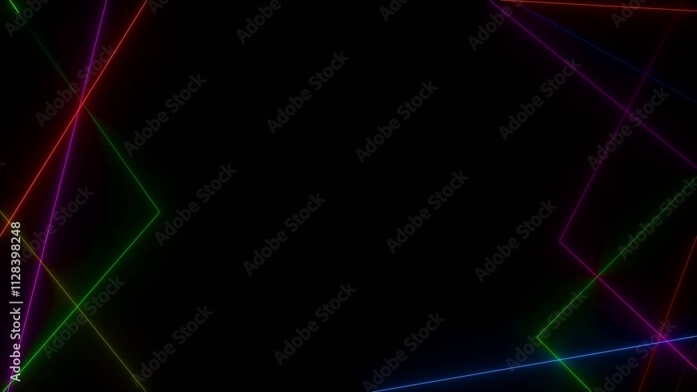 Poster neon rectangle hologram frame border viewfinder lights lasers geometric glow outline shape or laser 