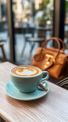 A Delicate Latte Art in a Cozy Cafe