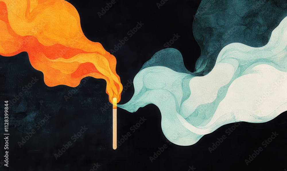 Poster dynamic contrast of fire and water: a vibrant expression of elemental duality and symbolic balance i