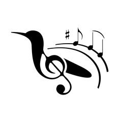 Black bird treble clef with notes