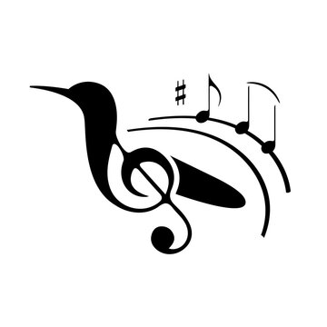 recommend clip art: Black bird treble clef with notes