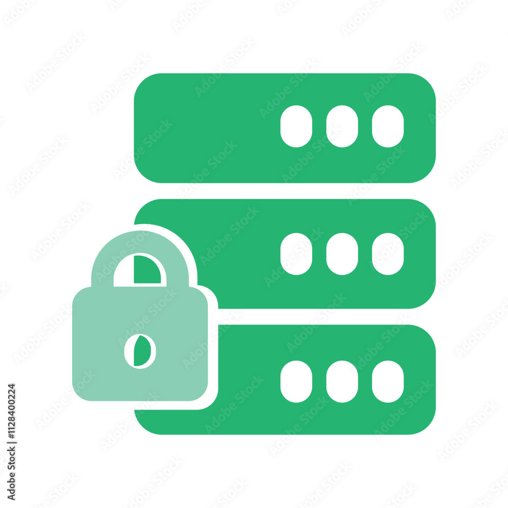 Poster green block textured icon represents data security