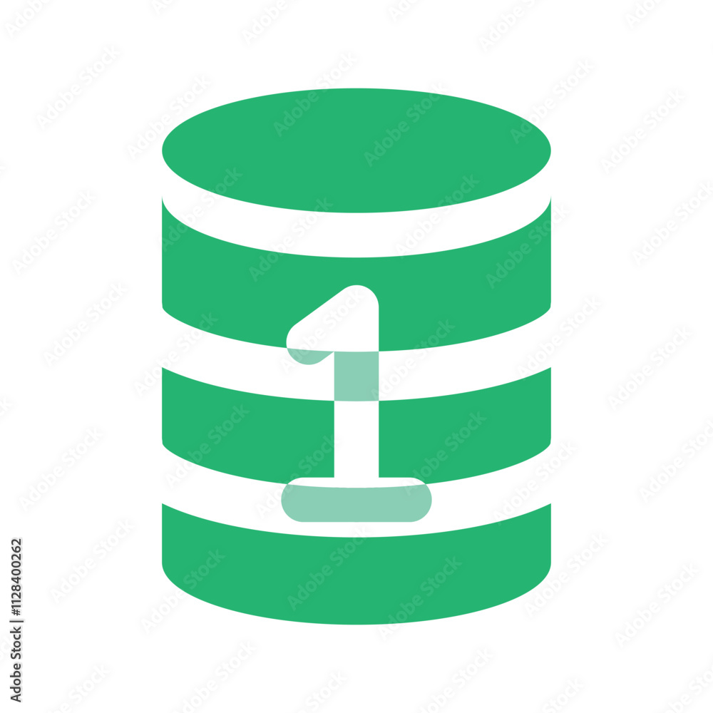 Poster a stylized green block with a number one inside