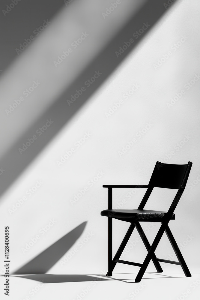 Poster exploring timeless simplicity and modern elegance in minimalistic chair design with captivating ligh