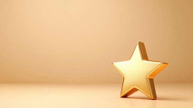 Golden Star on Soft Beige Background for Awards and Celebrations - Powered by Adobe