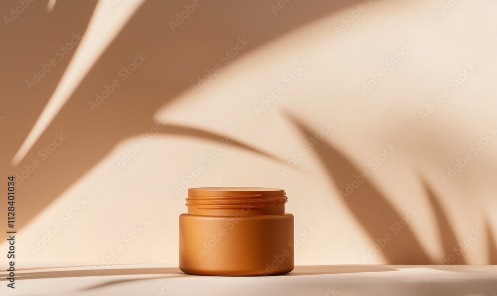 Aufkleber elegant minimalist cosmetic container highlighting texture and modern design with soft shadows