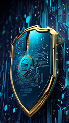 Futuristic Shield Representing Cyber Security Protection