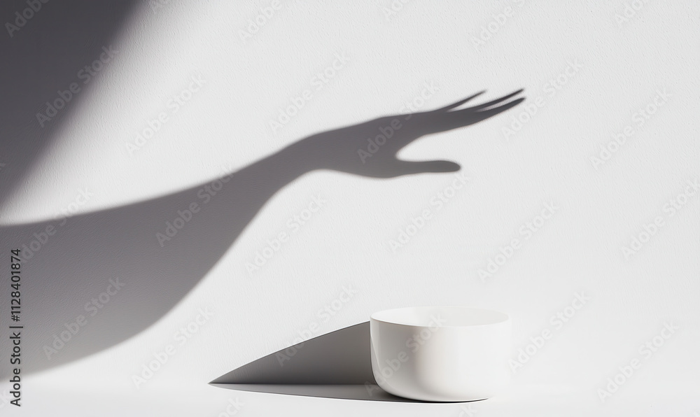 Poster exploring minimalism: the subtle art of light and shadow in modern photography, emphasizing clean li