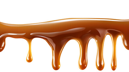Mouthwatering caramel sauce dripping with glossy golden texture