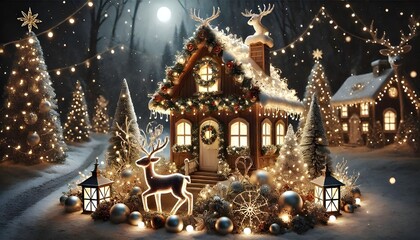 Fototapeta premium PNG Light christmas outdoors nature.