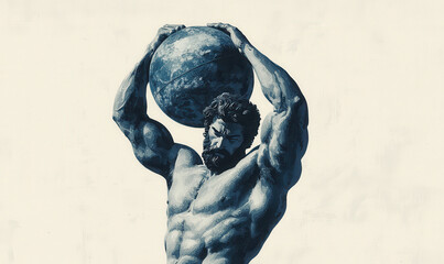 Legendary Atlas Holding the World: Majestic Mythological Figure Embodying Strength and Endurance in Classical Artistic Style