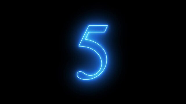 Glowing neon countdown animation from 10 to 0 over ten seconds on a black background.
