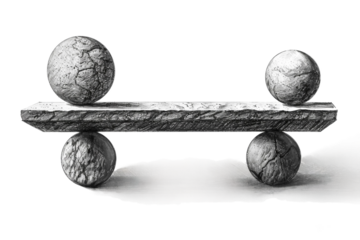 Precision balance in pencil drawing isolated on transparent background