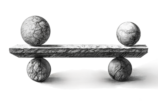 Precision balance in pencil drawing isolated on transparent background