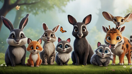Naklejka premium Animals in the forest
