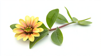 Obraz premium flower with green leaves showcases natural beauty and freshness