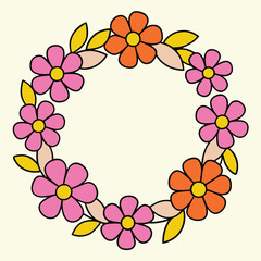 Watercolor Spring Blossom Floral Wreath Vector Art Illustration Design for Invitations, Crafts, and Seasonal Decor
