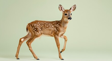 Fototapeta premium Graceful fawn on pastel background for wildlife art and design projects