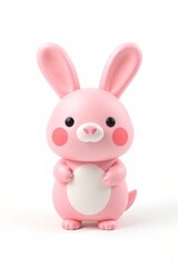Obraz premium there is a pink rabbit that is standing up with its paws on its chest